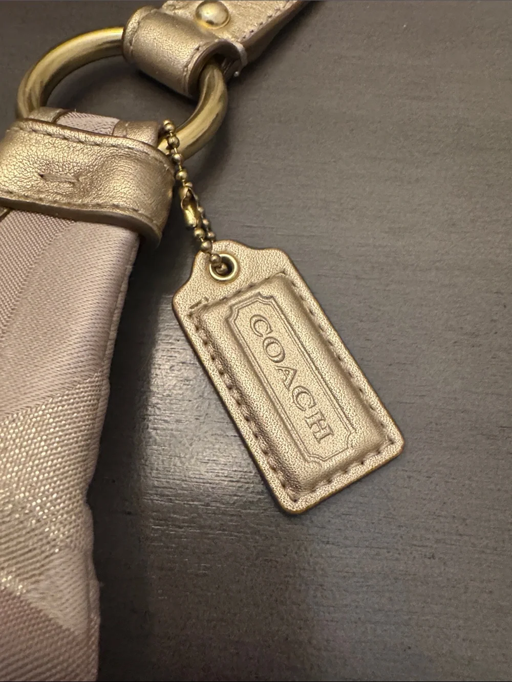Coach Tan and Gold Signature Crossbody Bag